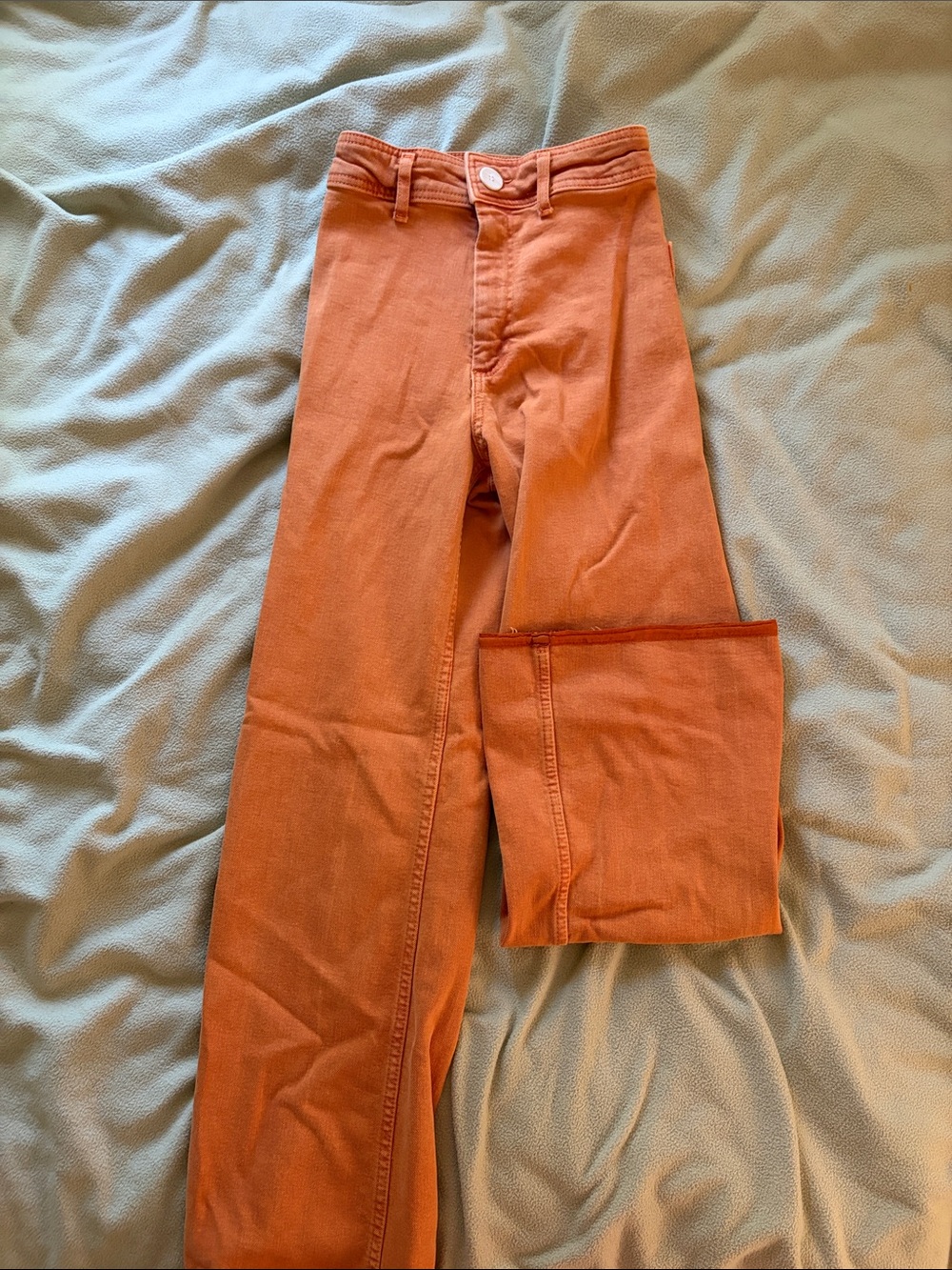 Rust Orange Zara High-Waist Straight Leg Pants